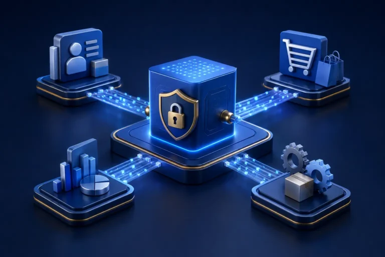 Secure custom API integration connecting CRM, ecommerce, analytics, and operations systems