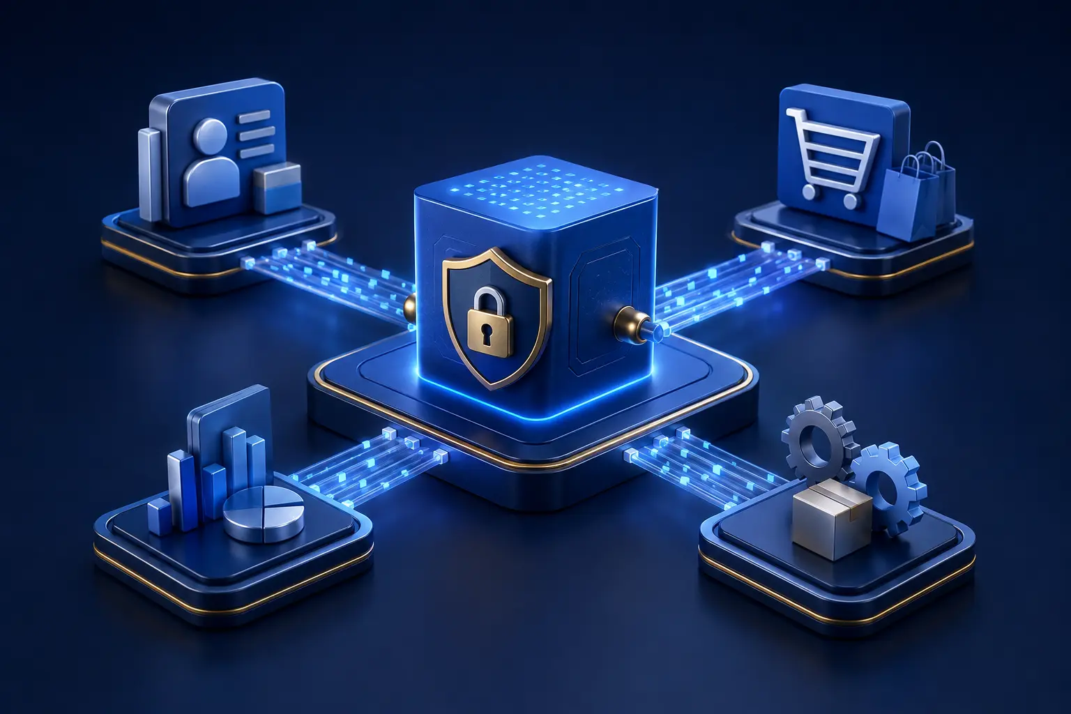 Secure custom API integration connecting CRM, ecommerce, analytics, and operations systems